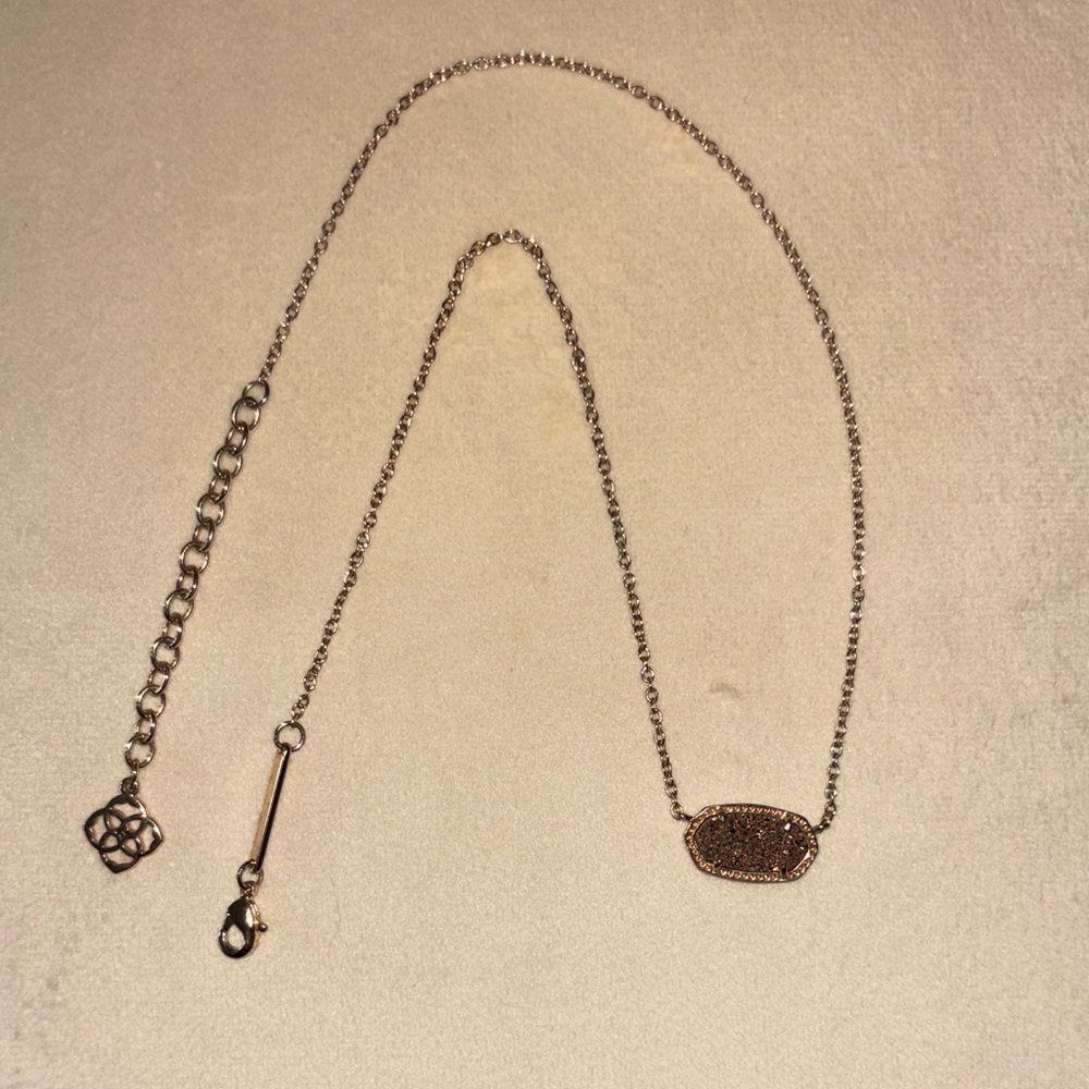 Kendra Scott Elisa Gold Necklace with Rose Gold Drusy Pendant